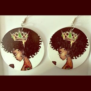 Brand new Round Wooden Afro-Centric Earrings